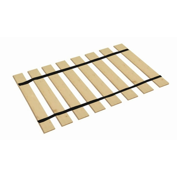 The Furniture King Full Size Wood Bed Slats Custom Platform Plank Bed Frame Support Bunkie Boards Attached with Black Strapping 55.50" Wide