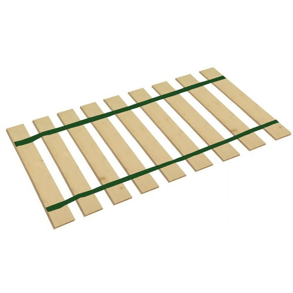 The Furniture King Queen Size Wood Bed Slats Custom Platform Plank Bed Frame Support Bunkie Boards Attached with Dark Green Strapping 60.25" Wide