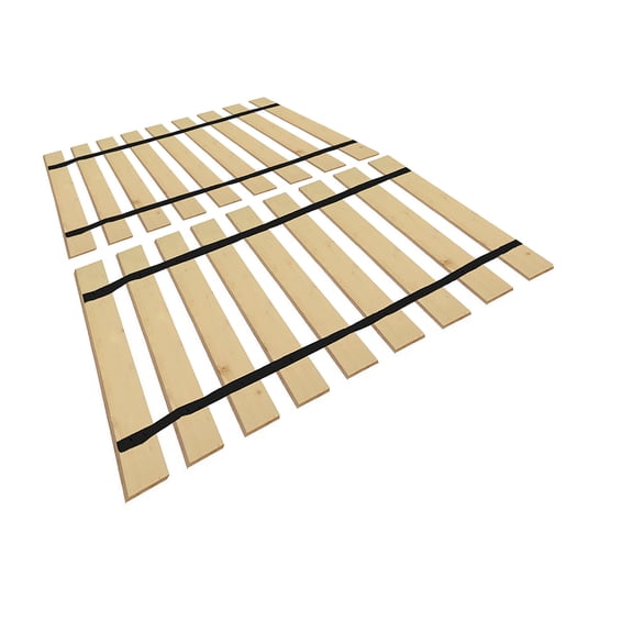 The Furniture King Split Frame King Size Wood Slat Plank Boards Attached with Black Strapping Custom Sizes (39" Wide)