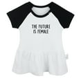 thumbnail image 1 of The Future is Female Funny Dresses For Baby, Newborn Babies Skirts, Infant Princess Dress, 0-24M Kids Graphic Clothes (Black Raglan Dresses, 0-6 Months), 1 of 5
