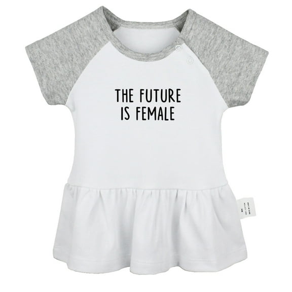 The Future is Female Funny Dresses For Baby, Newborn Babies Skirts, Infant Princess Dress, 0-24M Kids Graphic Clothes (Gray Raglan Dresses, 0-6 Months)
