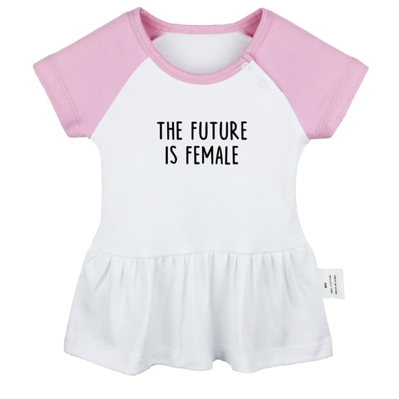 The Future is Female Funny Dresses For Baby, Newborn Babies Skirts, Infant Princess Dress, 0-24M Kids Graphic Clothes (Pink Raglan Dresses, 0-6 Months)