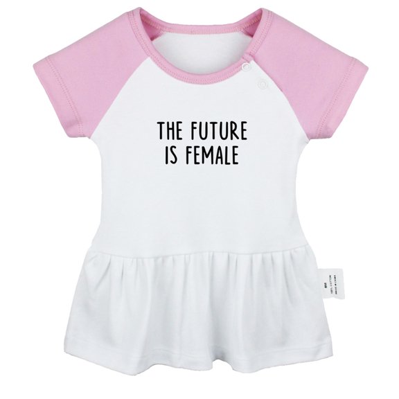 The Future is Female Funny Dresses For Baby, Newborn Babies Skirts, Infant Princess Dress, 0-24M Kids Graphic Clothes (Pink Raglan Dresses, 18-24 Months)