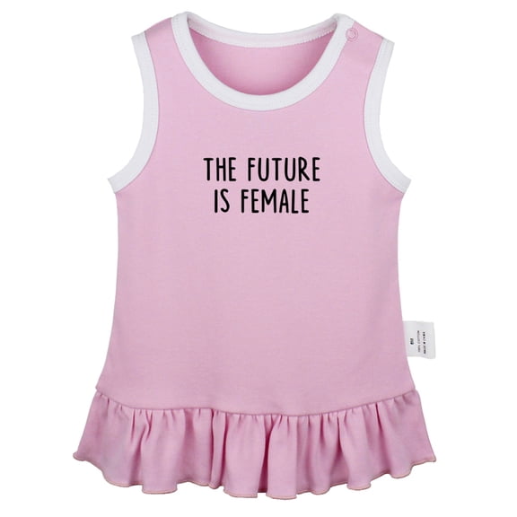 The Future is Female Funny Dresses For Baby, Newborn Babies Skirts, Infant Princess Dress, 0-24M Kids Graphic Clothes (Pink Sleeveless Dresses, 0-6 Months)