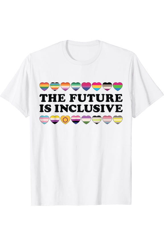 The Future Is Inclusive Trans LGBTQIA Ally Pride Flag Hearts T-Shirt