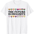 thumbnail image 1 of The Future Is Inclusive Trans LGBTQIA Ally Pride Flag Hearts T-Shirt, 1 of 4