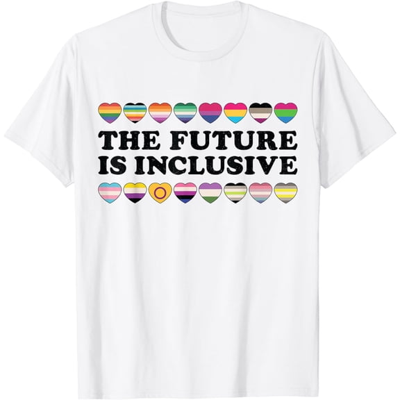 The Future Is Inclusive Trans LGBTQIA Ally Pride Flag Hearts T-Shirt