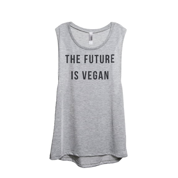 The Future Is Vegan Women's Fashion Sleeveless Muscle Workout Yoga Tank Top Sport Grey Small