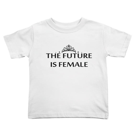 The Future is Female Funny Toddler T-Shirts for Boys Girls (White, Youth L)