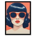 thumbnail image 1 of The Futures Too Bright Sofia Francis No 1 Coral On Midnight Blue Portrait Sunglasses Artwork Painting Art Print Framed Poster Wall Decor 12x16 inch, 1 of 5