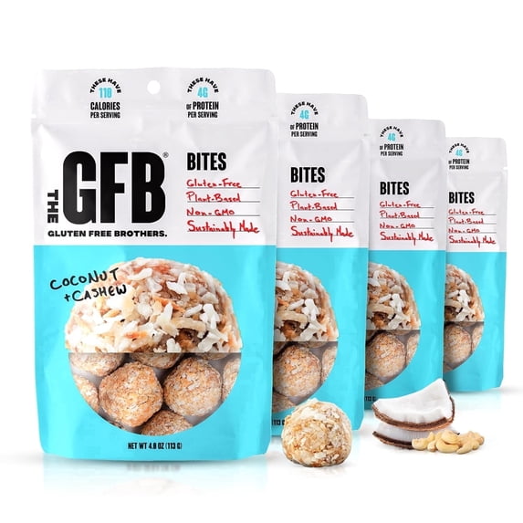 The Gluten Free Brothers Coconut Cashew Bites Protein Balls, Non GMO, Vegan, 4 Count, 4 oz