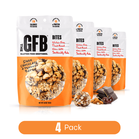 The Gluten Free Brothers Dark Chocolate Peanut Butter Bites – Protein Energy Balls, 4 oz, 6 Count