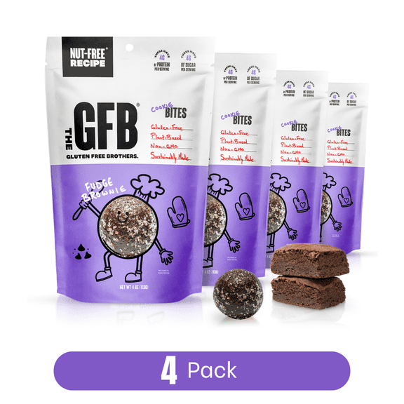 The GFB, Gluten Free Brothers Fudge Brownie Nut Free, Cookie Protein Bites, 4 Count, 4 oz