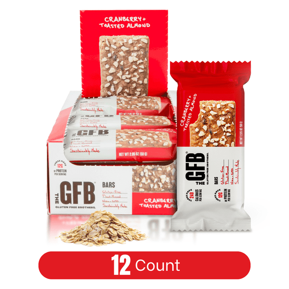 The Gluten Free Brothers The GFB Snack Bars Cranberry Toasted Almond Vegan, 2.05 Oz (12 Count)