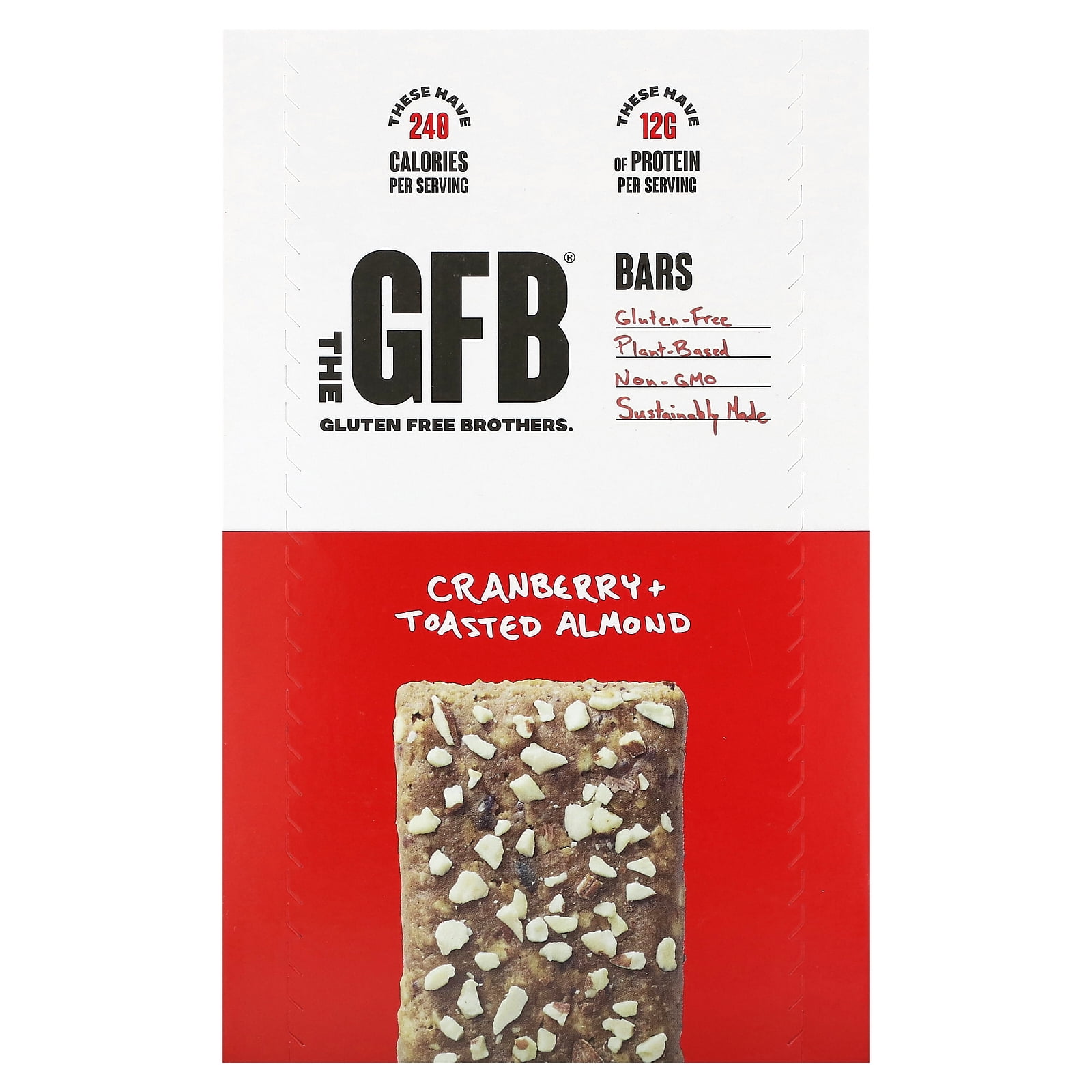 The GFB Gluten Free Bars, Cranberry + Toasted Almond, 12 Bars, 2.05 oz (58 g) Each