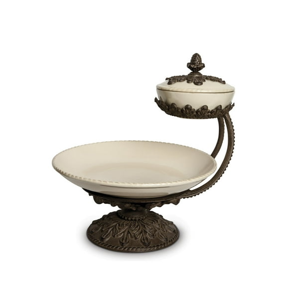 GG 16" D Baroque Chip Dip Server Other Decor, 15InL x 15InW x 18InH, Dark Brown
