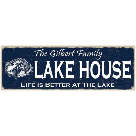 The GILBERT Family Lake House Sign 6x18 Metal Fishing Cabin Decor 106180101243