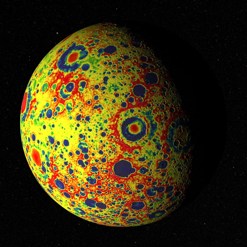 The GRAIL free-air gravity map of the Moon Canvas Art - Stocktrek Images (28 x 28)