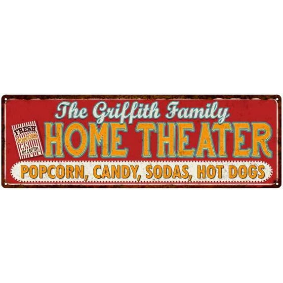 The GRIFFITH Family Home Theater Sign Gift 6x18 Metal Movies Decor 206180100369