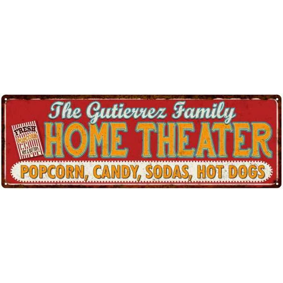 The GUTIERREZ Family Home Theater Sign Gift 6x18 Metal Movies Decor 206180100096