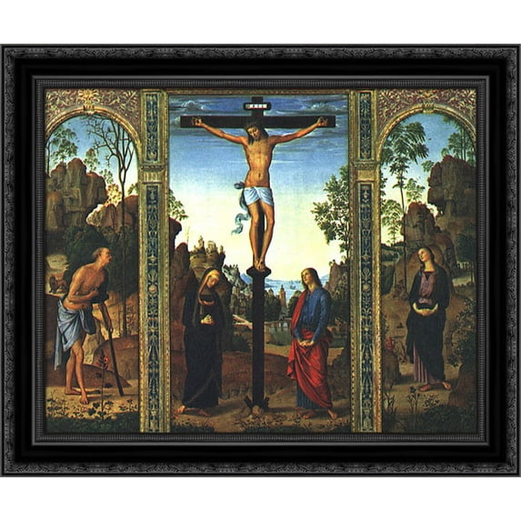 The Galitzin Triptych 24x20 Black Ornate Wood Framed Canvas Art by Perugino, Pietro