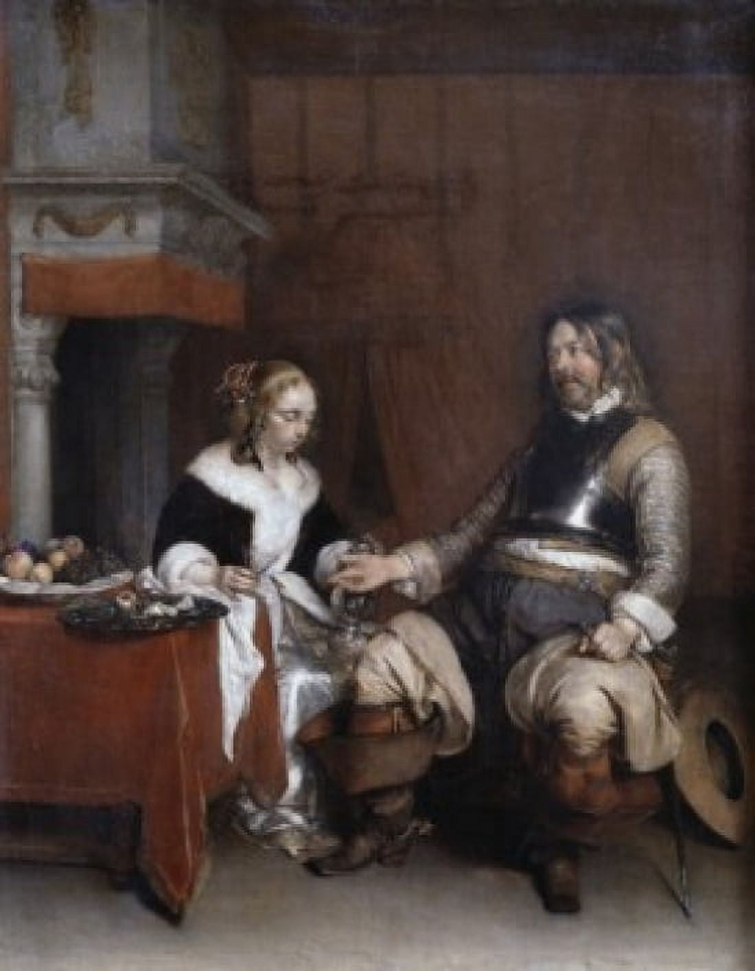The Gallant Soldier Gerard ter Borch (1617-1681 Dutch) Musee du Louvre Paris France Canvas Art - Gerard ter Borch (24 x 36)