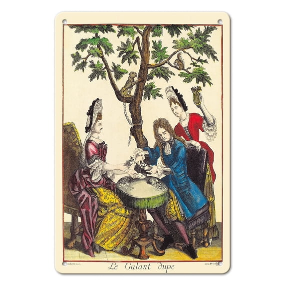 The Gallent Dupe (Le Galant Dupe) - Vintage Magic Poster c.1715 - 8 x 12 inch Vintage Metal Tin Sign