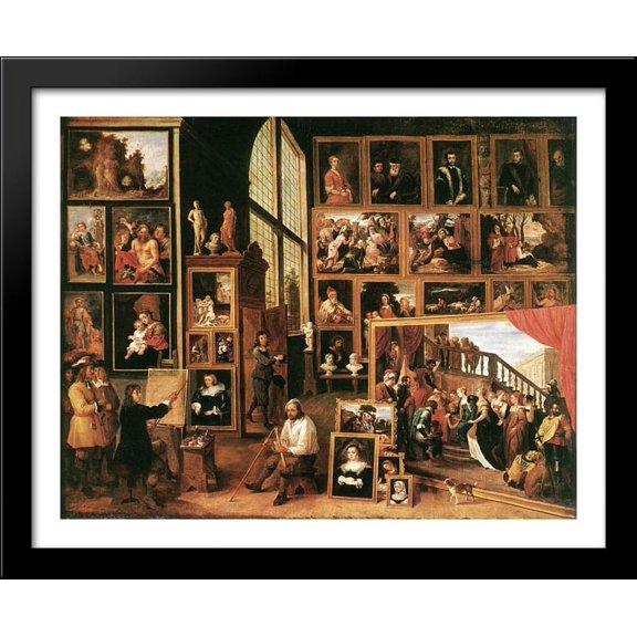 The Gallery of Archduke Leopold in Brussels 36x28 Large Black Wood Framed Print Art by David Teniers the Younger