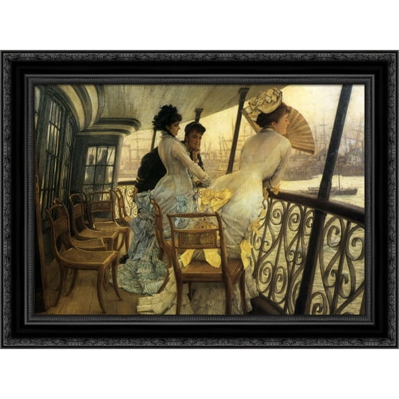 The Gallery of H.M.S. 'Calcutta' (Portsmouth) 24x20 Black Ornate Wood Framed Canvas Art by Tissot, James Jacques Joseph