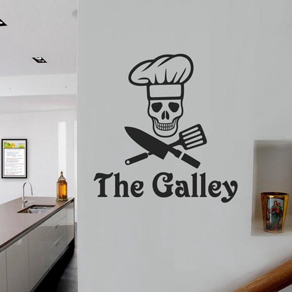 The Galley Wall Sticker Kitchen Chef Decal Skull Decor Removable Home Interior Decoration Vinyl Wall Decals Wallpaper 42x43cm