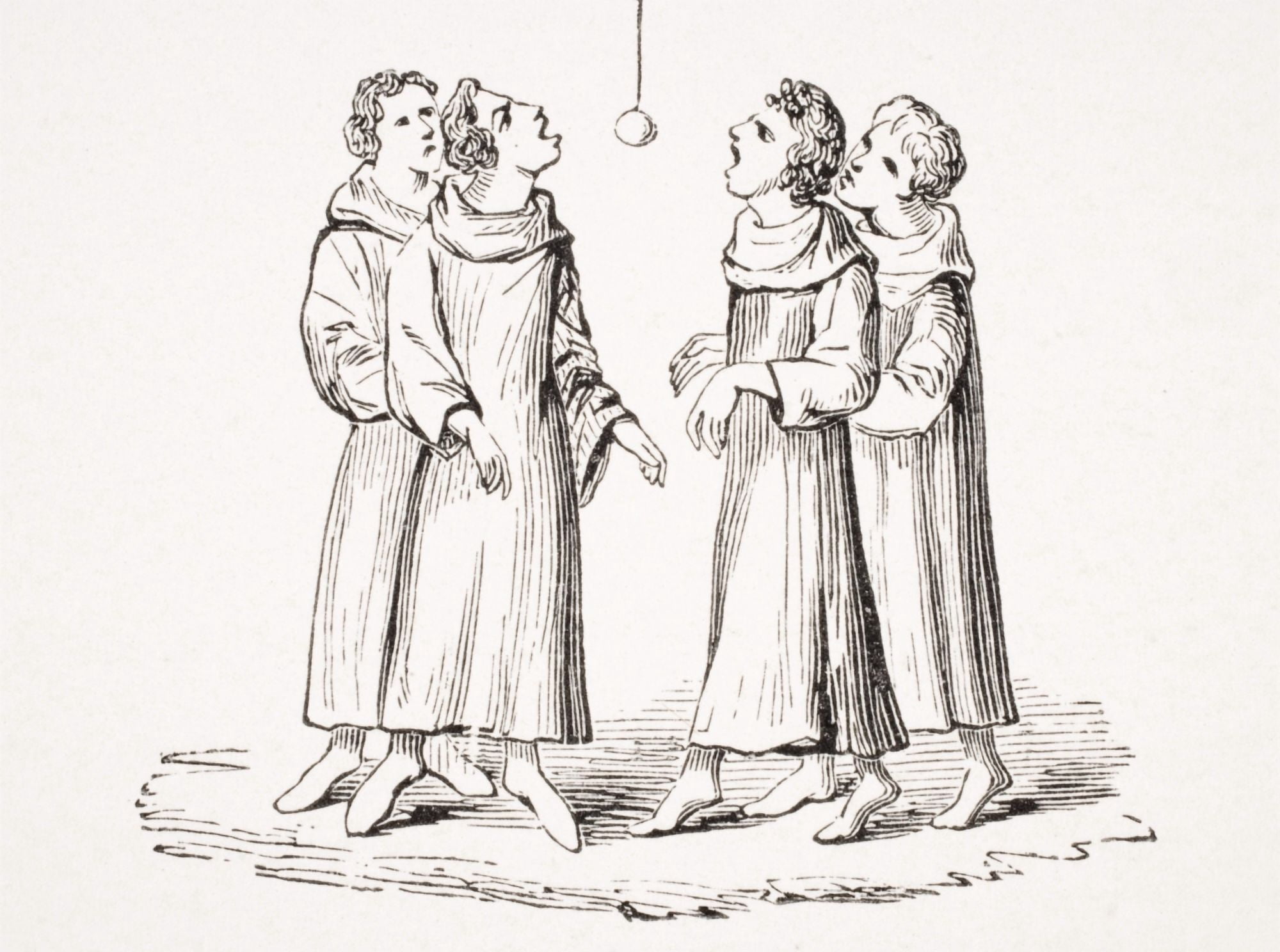 The Game Of Bob Apple Or Swinging Apple 19Th Century Reproduction From 14Th Century Manuscript Canvas Art - Ken Welsh Design Pics (34 x 24)