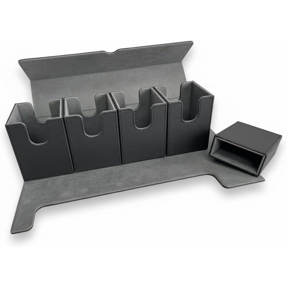 The Gaming Mat Company 5 in 1 Trading Card Deck Box with 4 Card Holders and Dice Tray, PU Leather Storage Case for MTG Yu-Gi-Oh Pokemon Cards