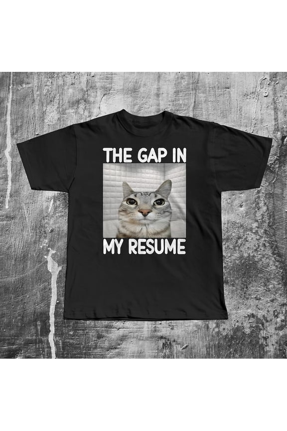 The Gap In My Resume Funny Dank Meme T-shirt, Cat Lover Gifts, Unhinged Clothes, Brainrot Shirt, Stupid Shirts, Silly Cats Tee, Weird Tshirt