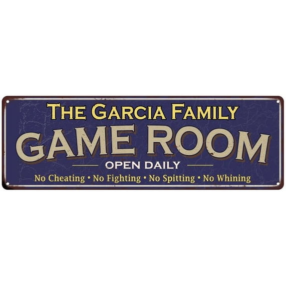 The Garcia Family Blue Game Room Metal 6x18 Sign 106180037364