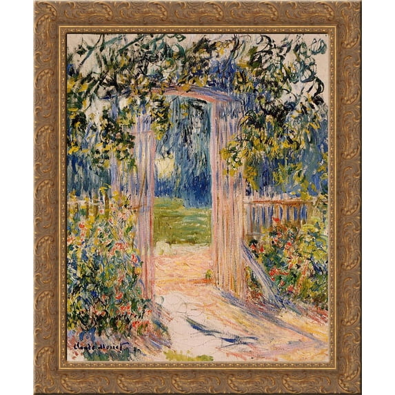 The Garden Gate 20x24 Gold Ornate Wood Framed Canvas Art by Monet, Claude