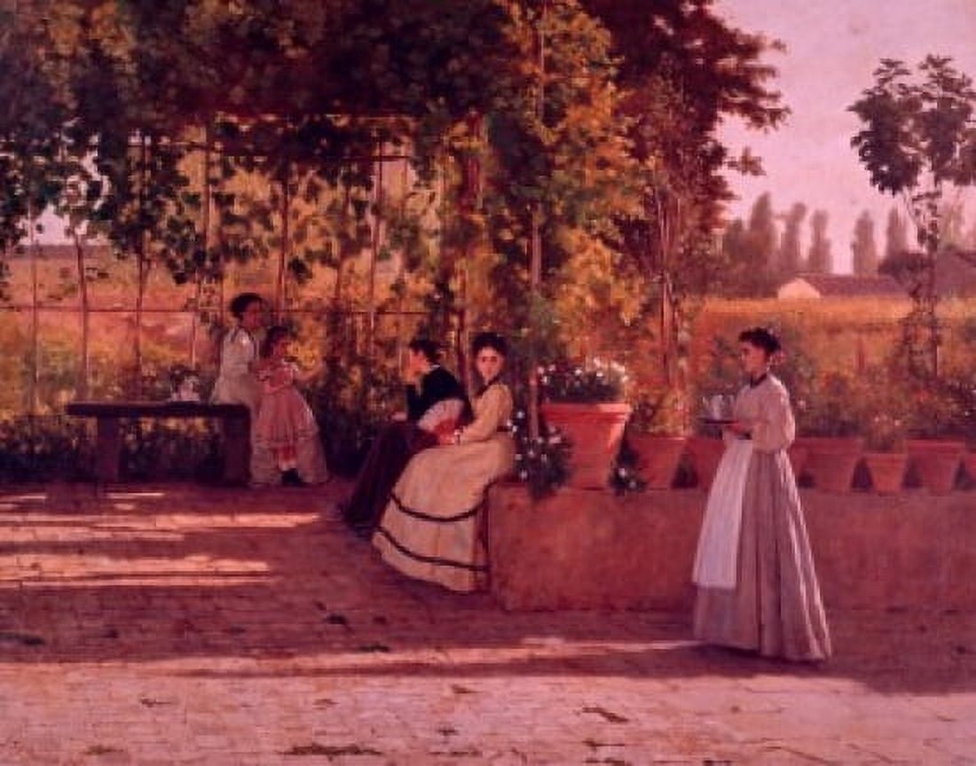The Garden Trellis by Silvestro Lega 1868 Canvas Art - Silvestro Lega (18 x 24)