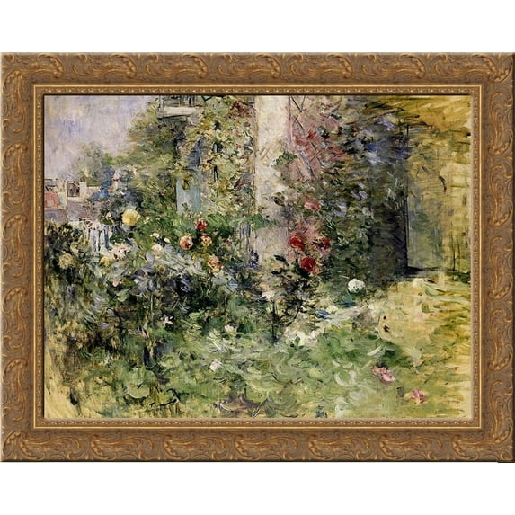 The Garden at Bougival 24x20 Gold Ornate Wood Framed Canvas Art by Morisot, Berthe