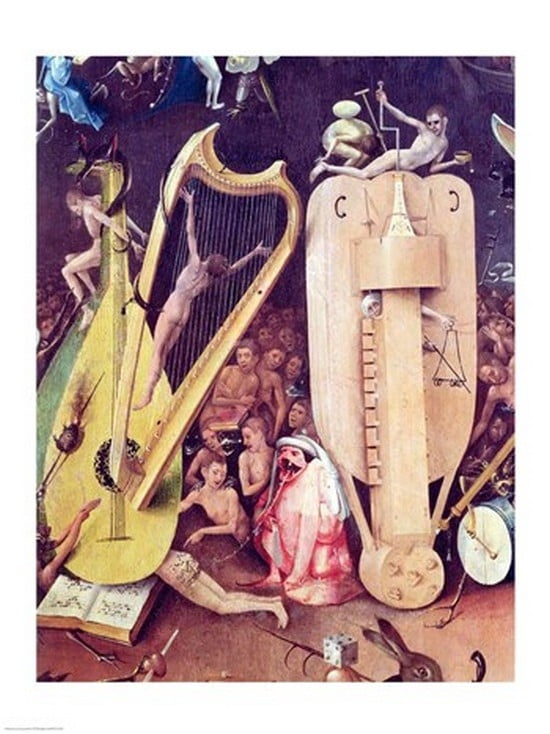 The Garden of Earthly Delights Hell detail of musical instuments from the right wing of the triptych c1500 Canvas Art - Hieronymus Bosch (24 x 36)