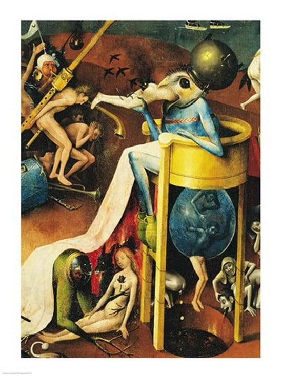 The Garden of Earthly Delights Hell right wing of triptych detail of blue bird-man on a stool c1500 Canvas Art - Hieronymus Bosch (18 x 24)