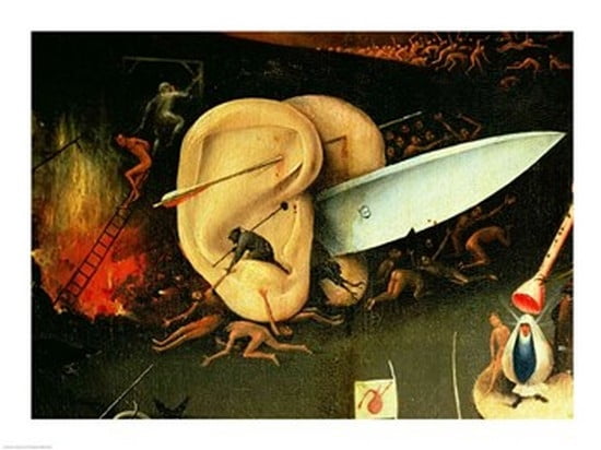 The Garden of Earthly Delights Hell right wing of triptych detail of ears with a knife c1500 Canvas Art - Hieronymus Bosch (36 x 24)