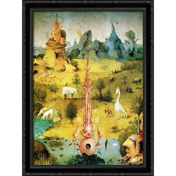 The Garden of Earthly Delights (detail) 28x38 Large Black Ornate Wood Framed Canvas Art by Hieronymus Bosch