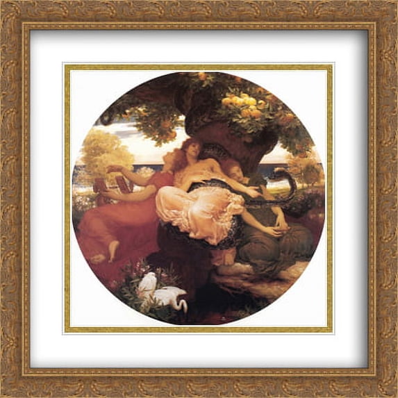 The Garden of the Hesperides 2x Matted 28x28 Large Gold Ornate Framed Art Print by Leighton, Lord Frederick