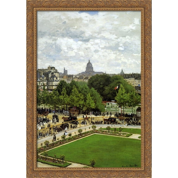 The Garden of the Princess 28x40 Large Gold Ornate Wood Framed Canvas Art by Claude Monet
