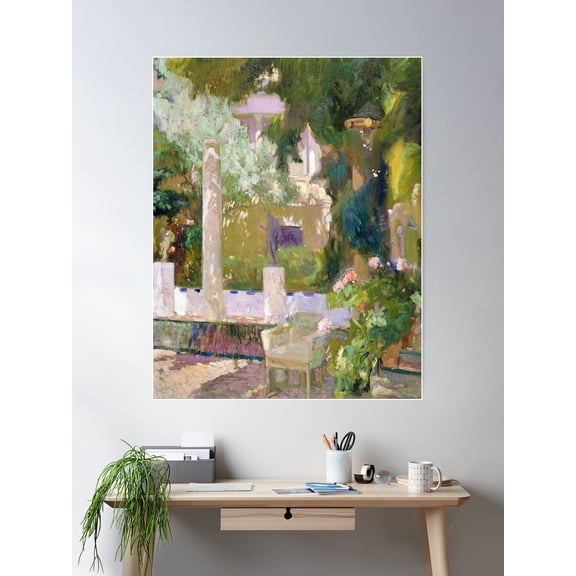The Gardens At The Sorolla Family House By JoaquãN Sorolla (1920) Poster Wall Art, Modern Wall Decor For Living Room Bedroom, 8x12 UNFRAMED