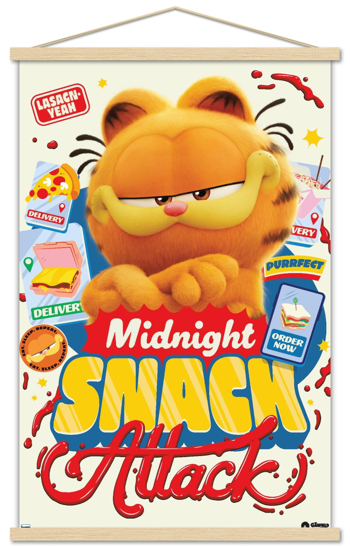 The Garfield Movie - Midnight Snack Attack Wall Poster with Magnetic ...