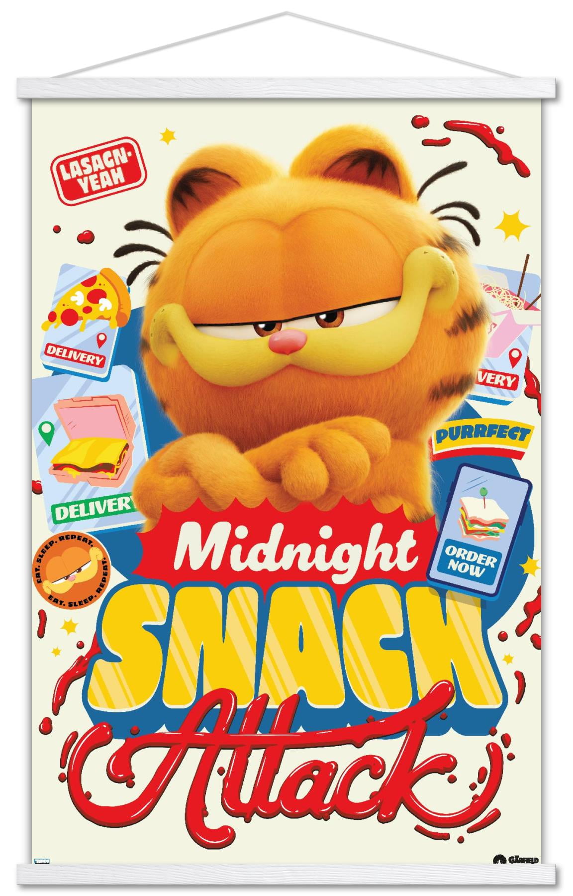 The Garfield Movie - Midnight Snack Attack Wall Poster with Magnetic ...