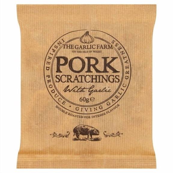 The Garlic Farm Pork Scratchings 60g, British Import (Pack of 6)