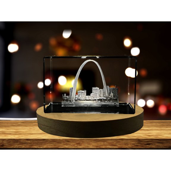 The Gateway Arch 3D Engraved Crystal Keepsake Souvenir