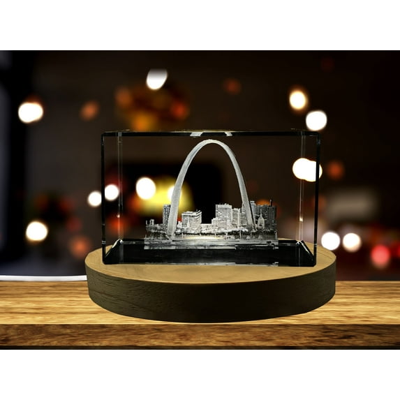 The Gateway Arch 3D Engraved Crystal Keepsake Souvenir