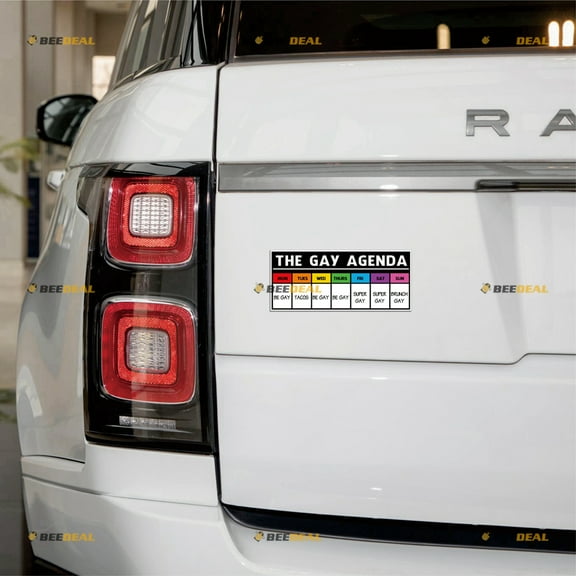 The Gay Agenda Funny LGBTQ Gay Pride Rainbow Car Magnet Sticker Magnetic Decal - 2 Pack Reflective 4" 6" - for Truck Door Fridge Reusable Waterproof